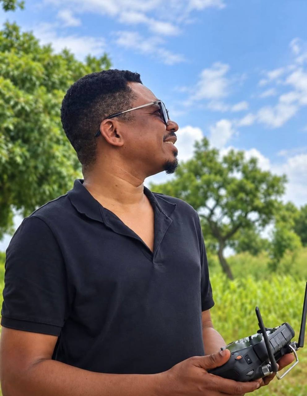Ing. Dr. George Ashiagbor conducting field telemetry and UAV remote sensing